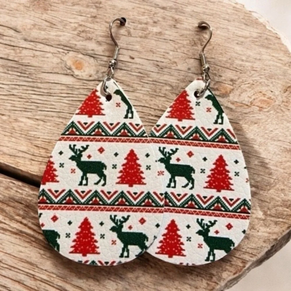 Christmas Faux Leather Earrings